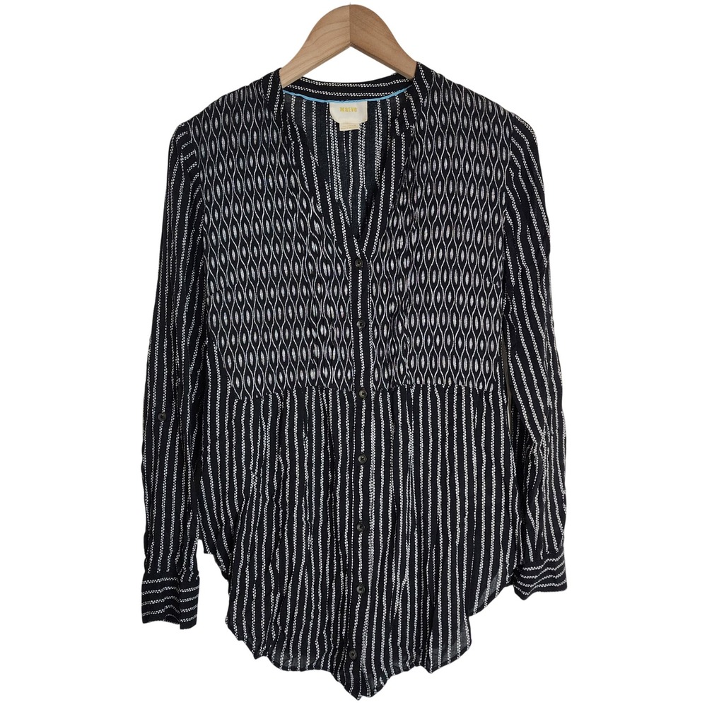Maeve Anthropologie Blouse Top Women's 4 Small Button Up Long‎ Sleeve